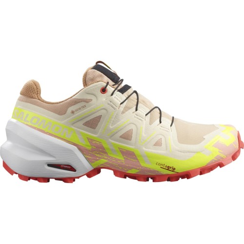 Buty Damskie Trailowe SALOMON SPEEDCROSS 6 GTX W Gore-Tex - Hazelnut / Safety Yellow / Fiery Coral