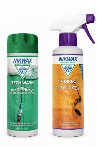 Zestaw do pielęgnacji odzieży i sprzętu outdoor Nikwax Tech Wash i TX Direct Spray-On 2 x 300 ml