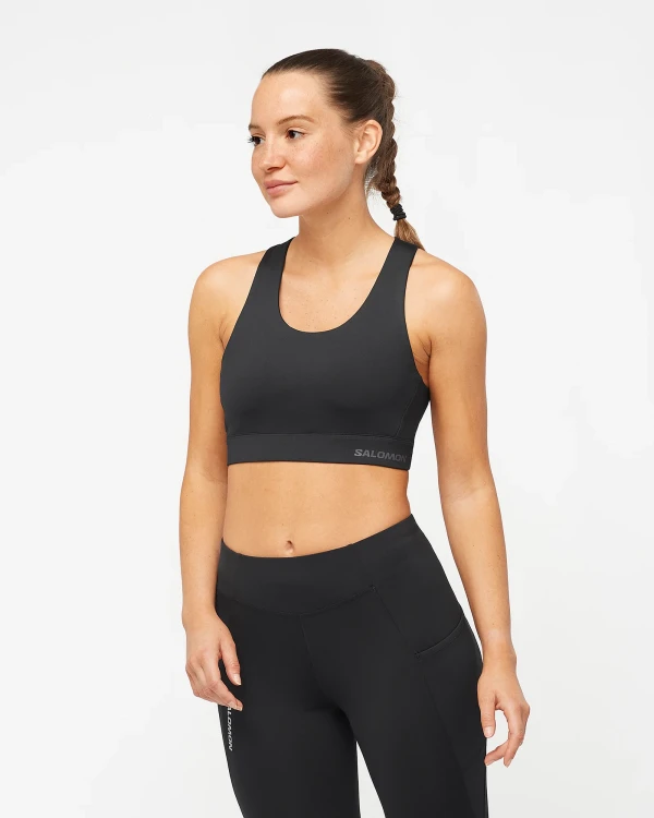 Damski biustonosz sportowy Salomon CROSS RUN BRA W DEEP BLACK TatraStore 1.webp