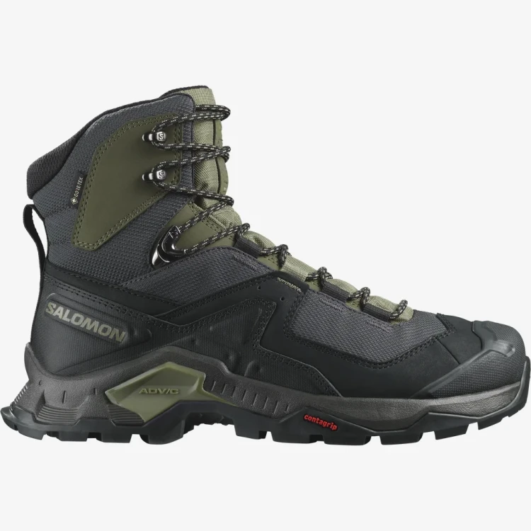 Buty męskie wysokie trekkingowe Salomon Quest Element GTX black green moss tatrastore.webp