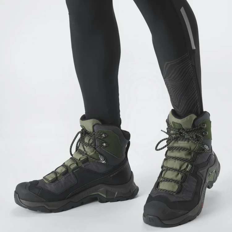 Buty wysokie trekkingowe hikingowe Salomon Quest Element GTX black green moss tatra store.webp
