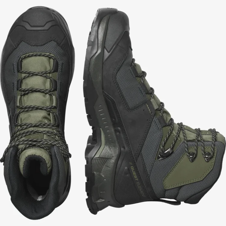 Buty wysokie trekkingowe hikingowe Salomon Quest Element GTX black green moss tatrastore.webp
