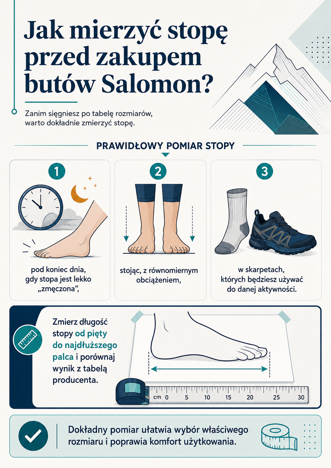 Jak mierzyć stopę przed zakupem butów Salomon?
