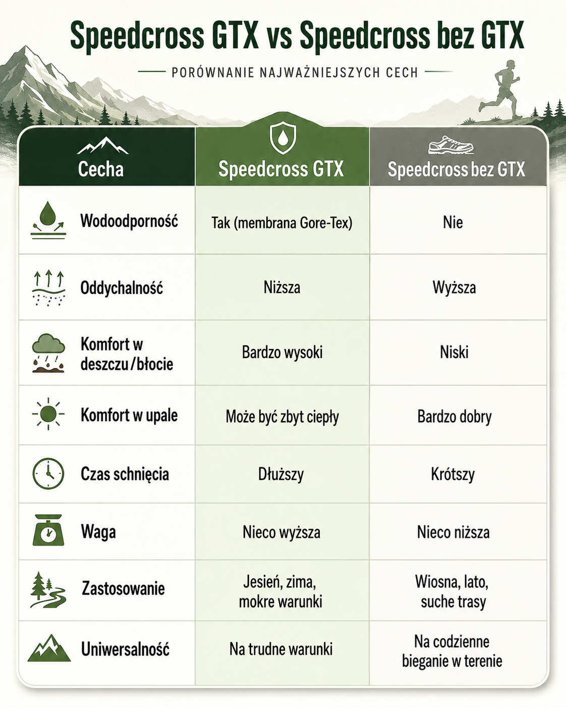 Porównanie modeli - Speedcross GTX vs bez GTX