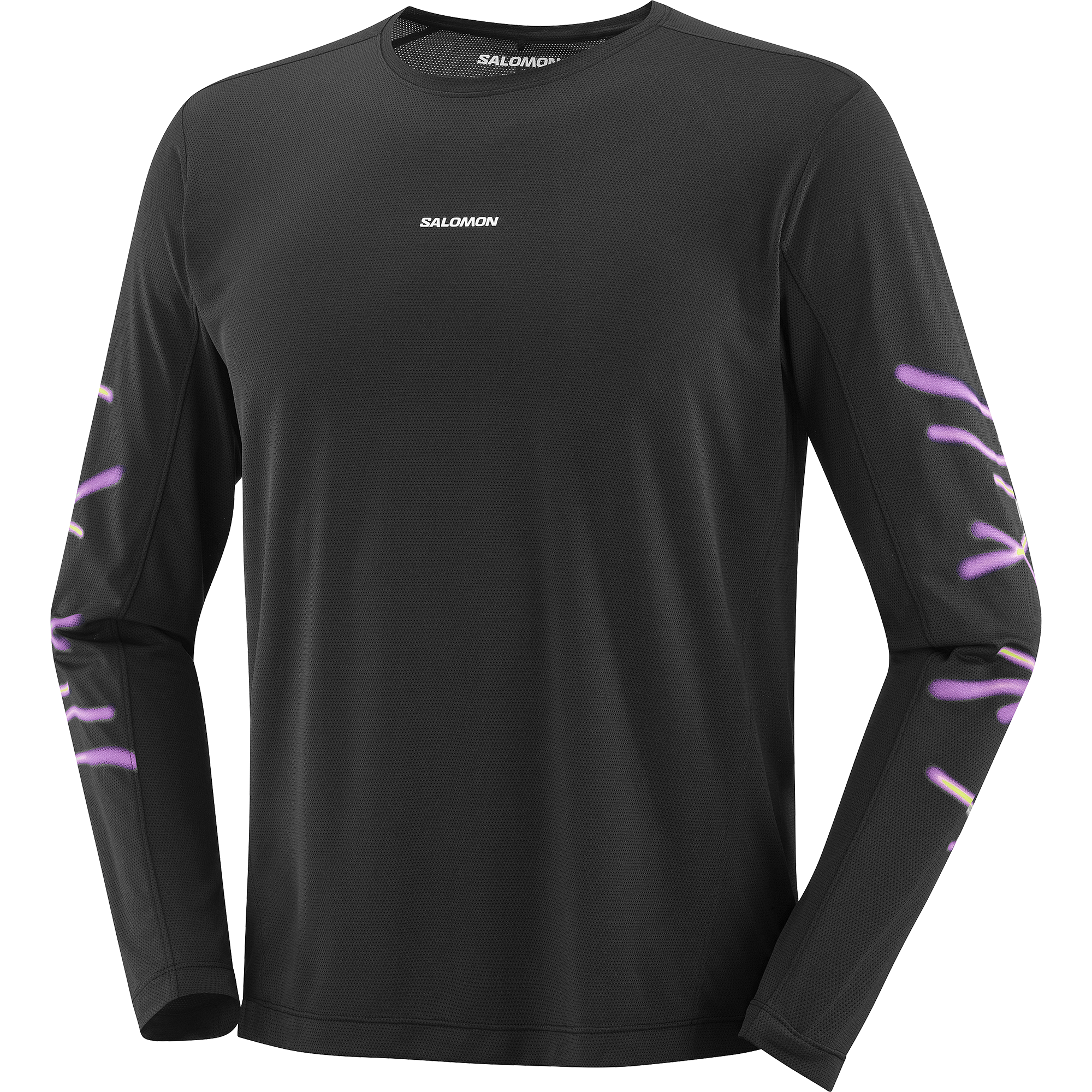 Koszulka męska Salomon SHAKEout CORE LS TEE GRAPHIC M DEEP BLACK