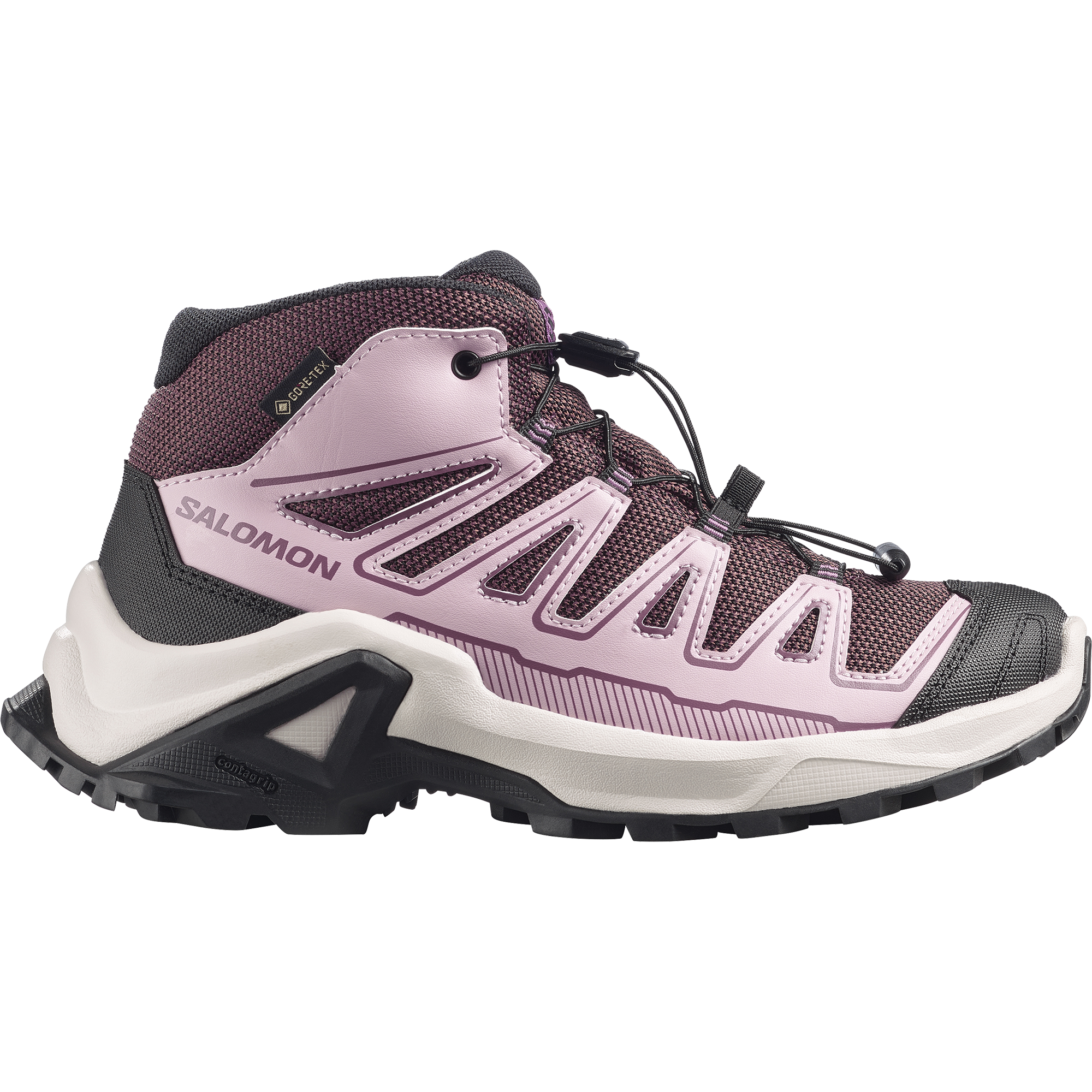 Buty dziecięce trekkingowe Salomon X ULTRA MID GORE-TEX J Huckleberry / Dawn Pink / Concord Grape