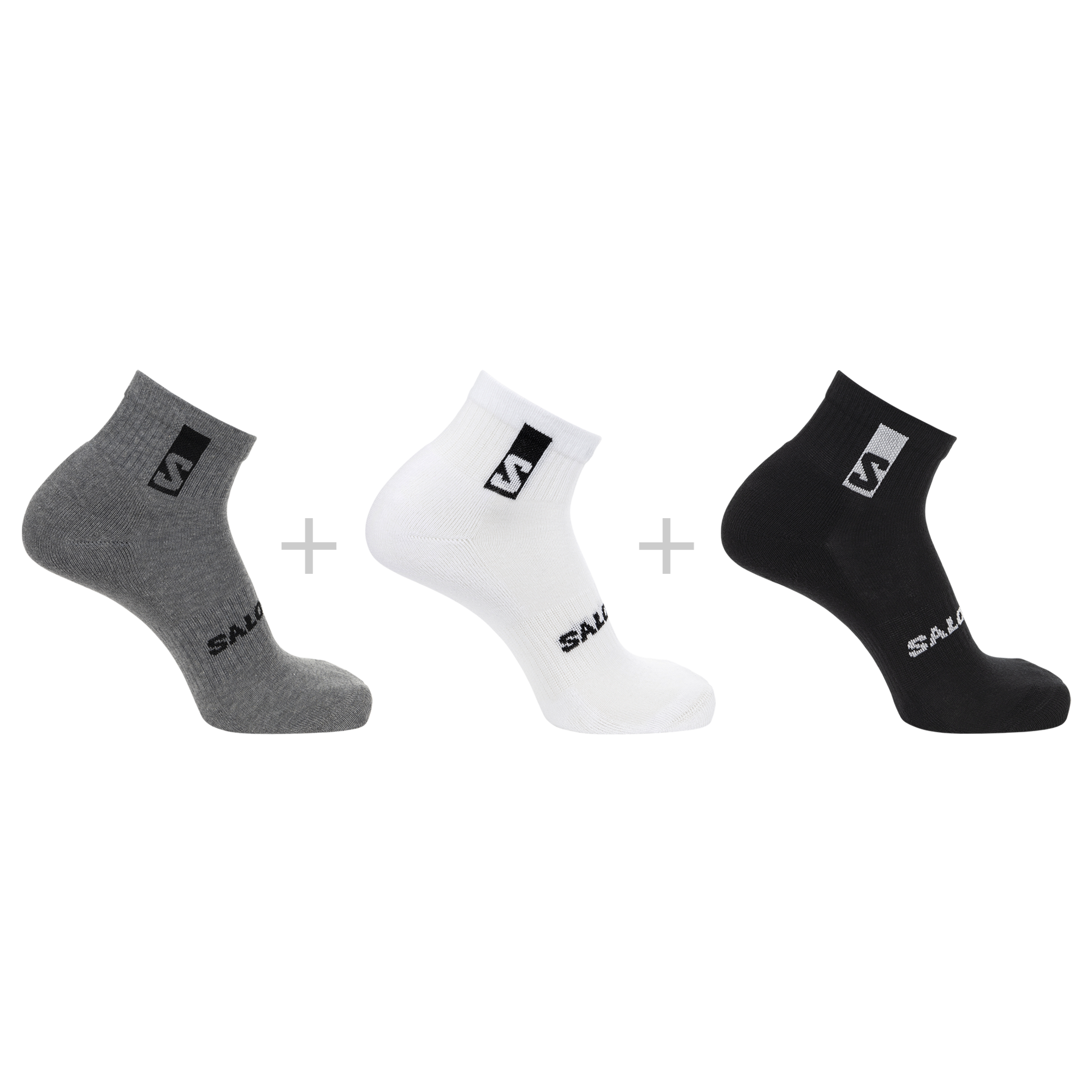 Skarpety Bawełniane Salomon Everyday Ankle Black/White/Med Grey Melange 